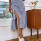 European And American Floral Split A- Line Sheath Mid-waist Dress