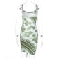 Fashion Print Drawstring Suspender Dress