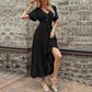 Cinched Elegant Commuter V-neck Midi Dress