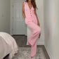 Women's Solid Color And V-neck Sleeveless Vest Elegant Suit Pants Suit
