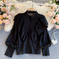 Style Retro Heavy Industry Ruffled Slim Fit All-match Temperament Shirt