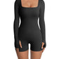 Women's Jumpsuits Thread Square Collar Hip Raise Slim Fit