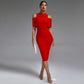 Shoulder-baring Slim-fit Solid Color Stretch Evening Dress