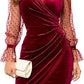 Womens Lace Velvet Bodycon Sheath Dress