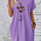 Butterfly And Letter Pattern Batwing Sleeve T-shirt Dress
