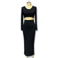 Women's Solid Color Knitted Round Neck Two-piece Set