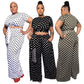 Women's Fashionable Casual Plus-Size Two-Piece Set With Polka-Dot Print