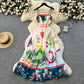 Light Luxury Graffiti Printing Slip Dress Women