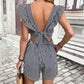 Cross-border Ruffled Striped Jumpsuit