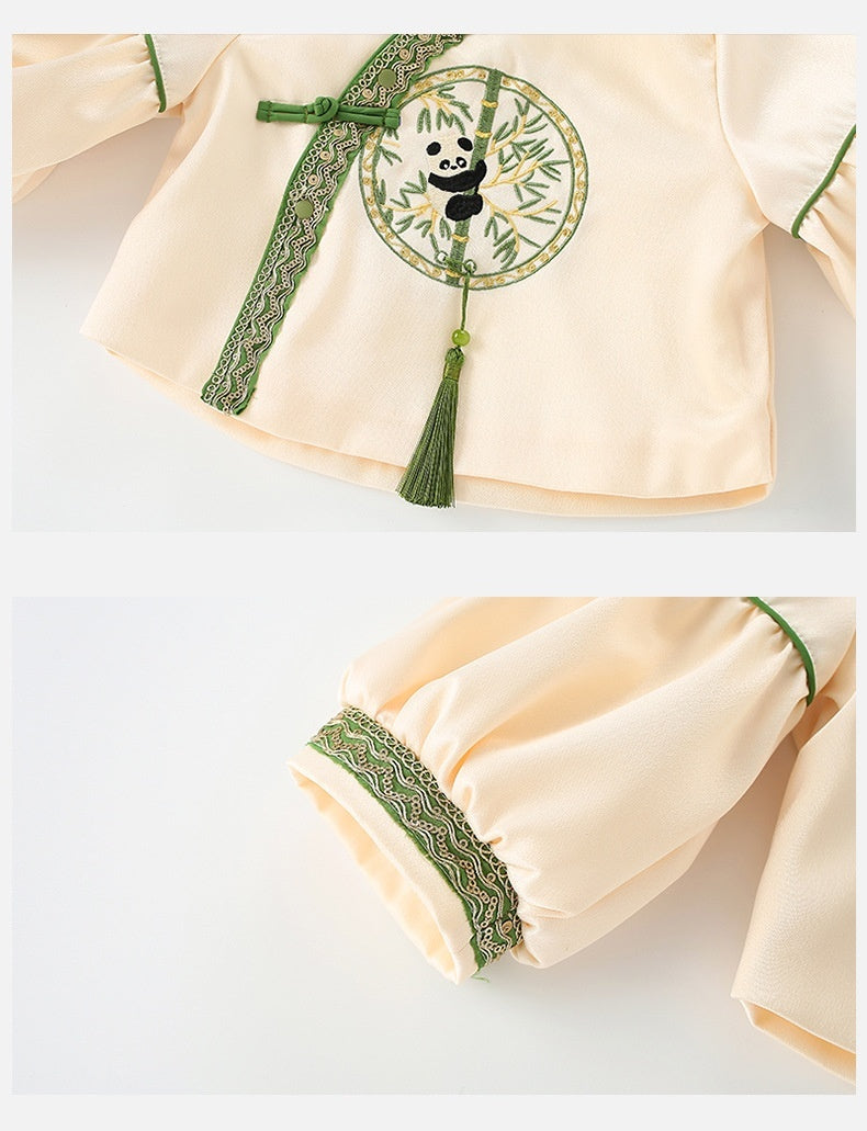 Robe pour fille, style national, ensemble deux pièces pour enfant, jupe à tête de cheval