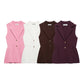 French Design Knitted Vest V-neck