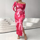 Womens Slant Shoulder Slit Slim Fit Dress
