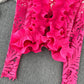 Retro Temperament V-neck Ruffled Lace Top