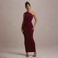 New Solid-color Ruched Off-shoulder Elegant Dress