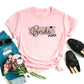 T-shirt imprimé à manches courtes pour femme, idéal pour un enterrement de vie de jeune fille avant le mariage