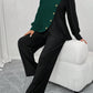 Round-neck Long-sleeve Soft Knit With Textured Color Blocks And Asymmetrical Design