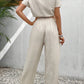 Women's Pants Set Loose Texture Solid Color Casual Two Piece Suit Earthy Clothes