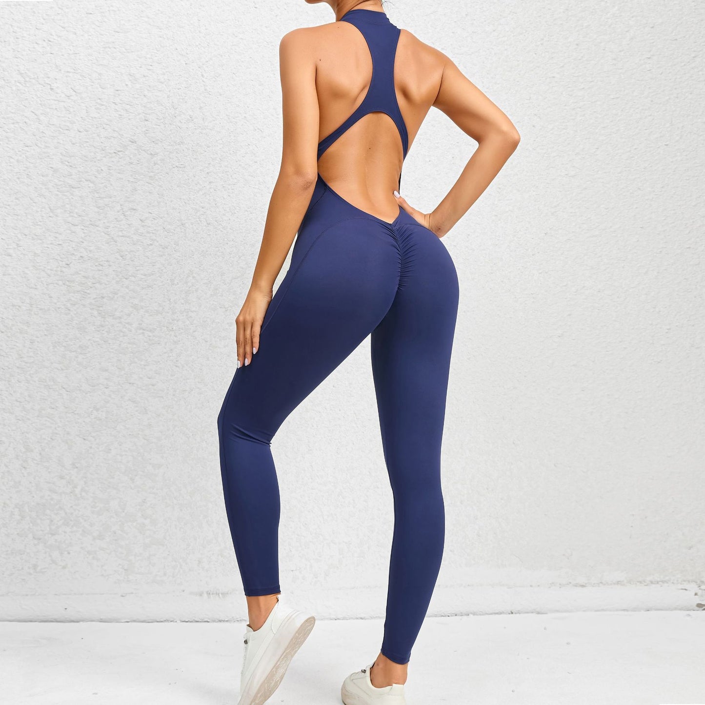 Combinaison de yoga zippée sans manches, effet gainant, extensible, gainante, pour le sport, le levage des fesses, tenues tendance pour femmes