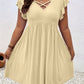Womens V-neck Hollow-out Short-Sleeve Blouse Dress