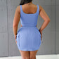 Women's Suits Summer Square Neck Suspender Jumpsuit And Slim Skirt