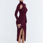 Slim-fit Deep Cerise Split Mid-length Dress