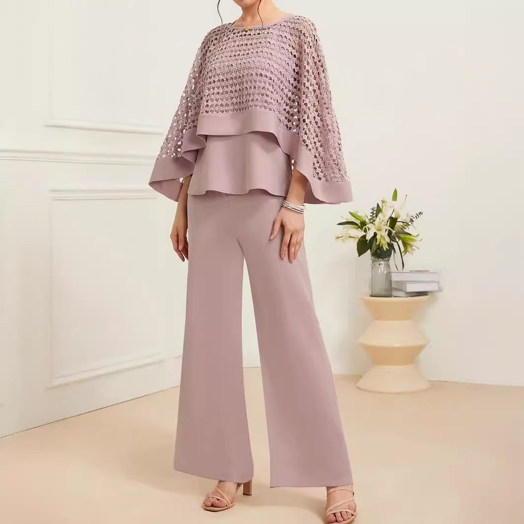 Women's Three-piece Shawl Wide-leg Trousers Fashion Casual Set