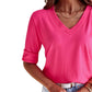 Female V-neck Thread Half-sleeve Sweater
