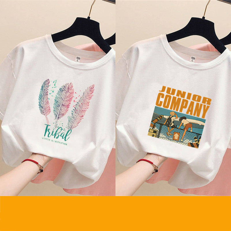 Women's loose ins trendy white short-sleeved t-shirt