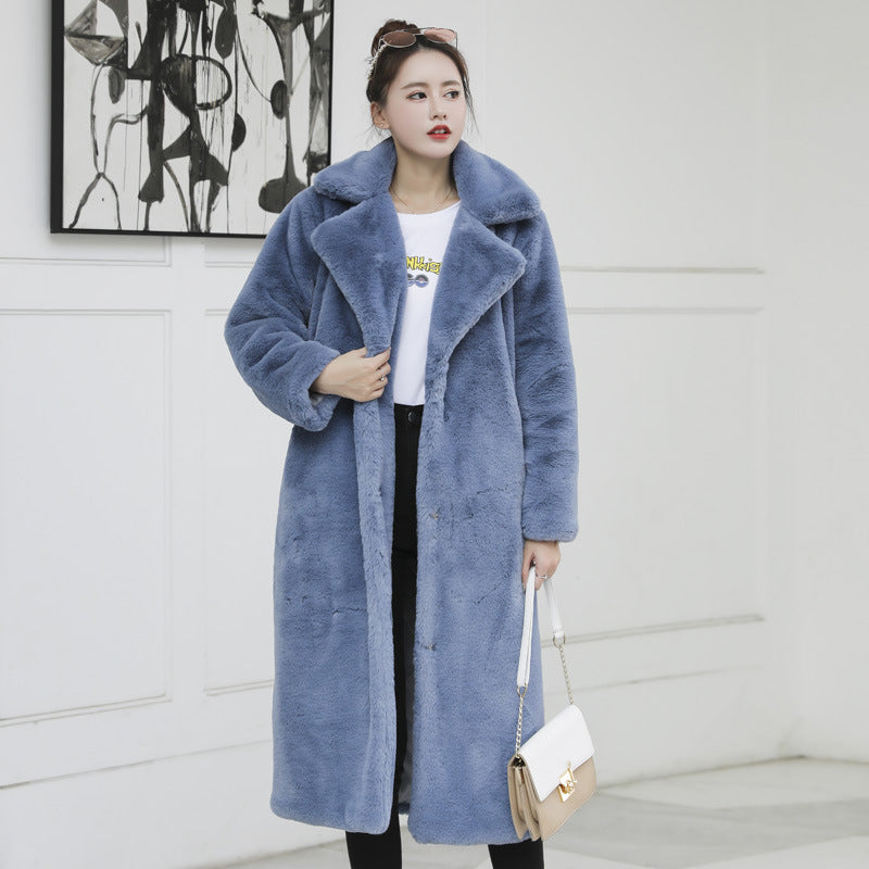 Fashion New High Quality  Velvet Fur Long Coat Women