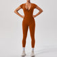 European And American Nude Feel Short Sleeve Yoga Jumpsuit