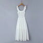 Hollow Out White Suspender Dress Women
