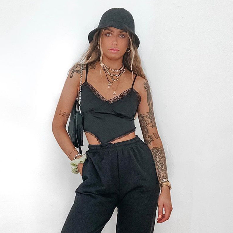 Back Lace-up Satin V-neck Camisole