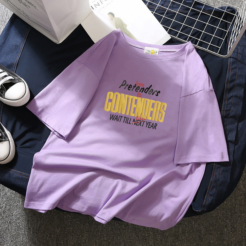 Korean style loose all-match cec half sleeve t-shirt