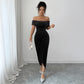 Elegant Tube Top Solid Color Dress Women