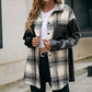 Loose Plaid Color Matching Shirt Casual Double Pocket Plaid PU Stitching Shirt Jacket Jacket