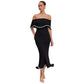 Contrast Color Waist Trimming Ruffles Tube Top Dress