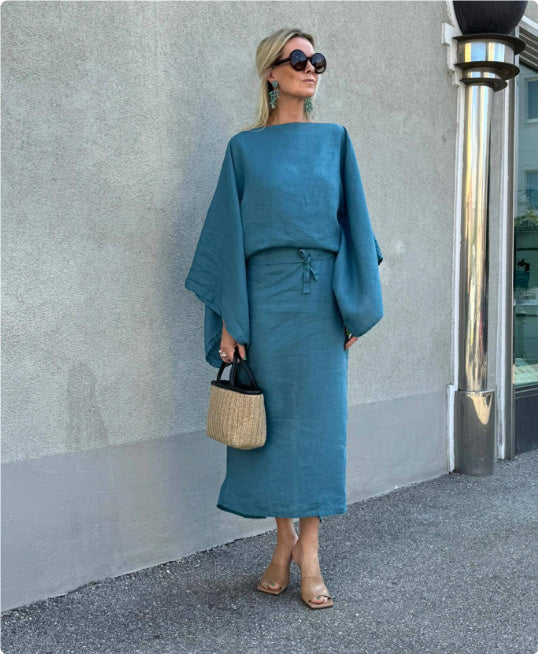 European And American Leisure Cotton And Linen Collar Dress