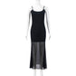 Cocktail Party Dinner High Mesh Double-layer U-collar Sling Slim Fit Dress