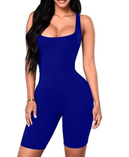 Short une pièce de sport de couleur unie pour femme
