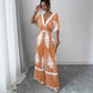 Casual Printed Loose Short-sleeved Jumpsuit