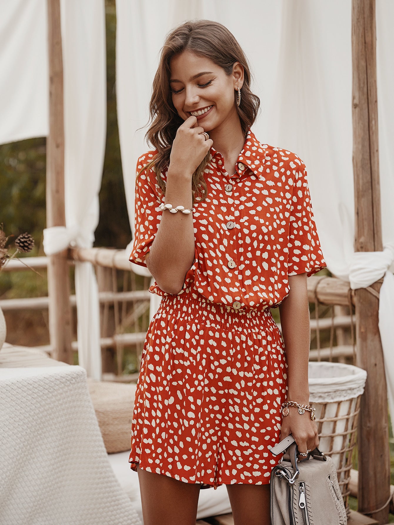 Combinaison chemise à petites fleurs