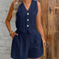 Leisure Commute Front Button Vest And Shorts Suit