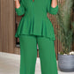 Fashion Commuter Long Sleeve Lapel Zipper Top Wide Leg Pants Solid Color Suit