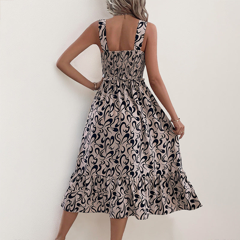 Robe à bretelles tendance à imprimé géométrique