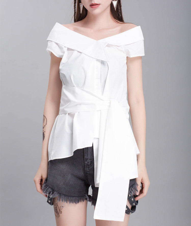 Off-the-shoulder sleeveless shirt top