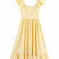 Women's Three-color Single-breasted Striped Ruffled Waist Dress