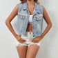 Fashion Casual Tassel Single Breasted Denim Short Vest