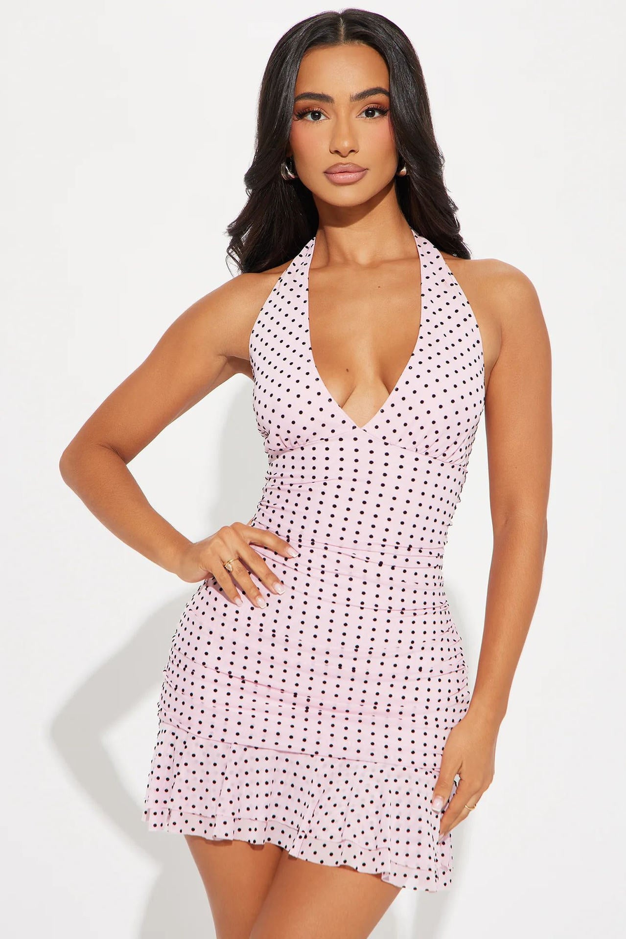 Fitted Waistline Dress With Lace Trim Bodycon Style For Women