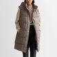 Solid Color Mid-length Vest Hooded Top Women's Single-breasted Coat