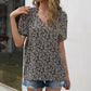 Loose Casual Small Floral V-neck Short-sleeved Shirt